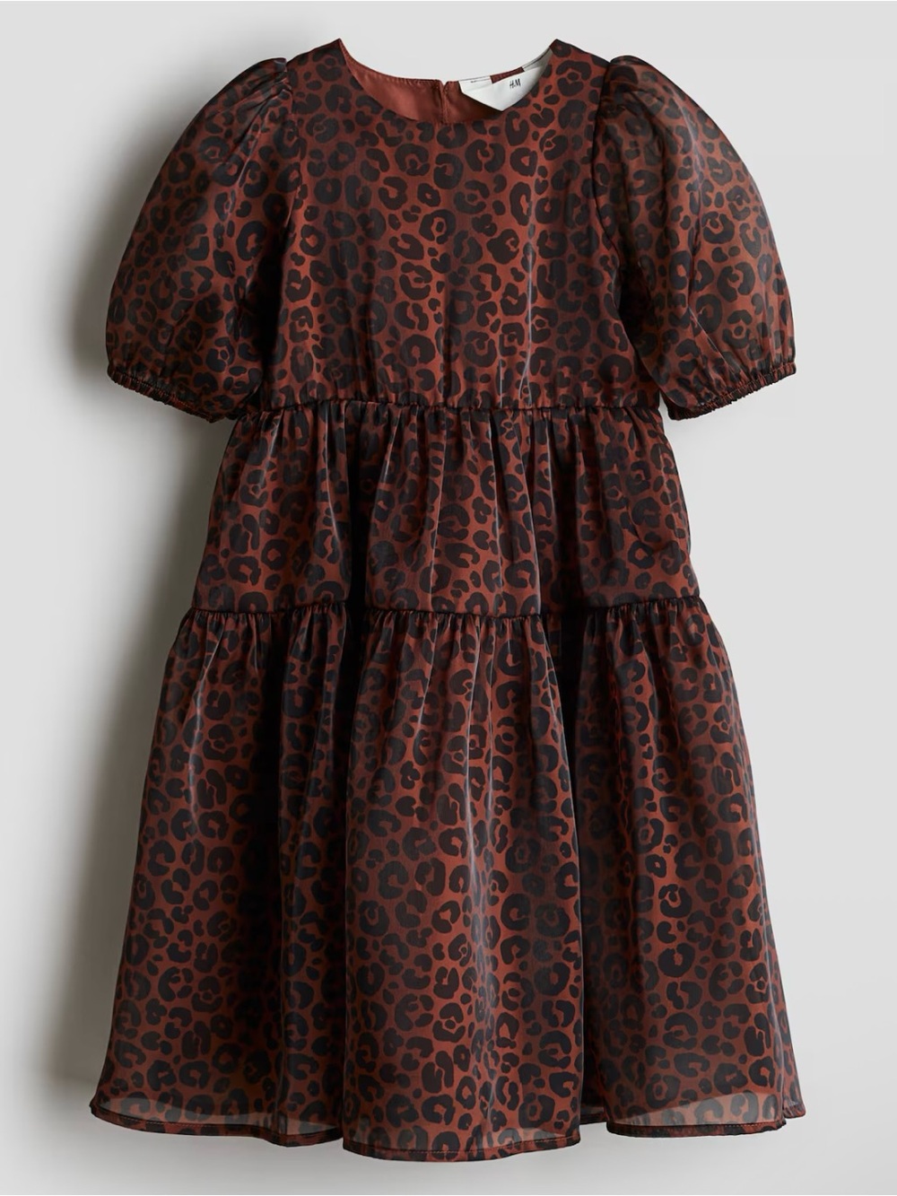 H&M Animal Print Brown Organza Dress 2T NWT